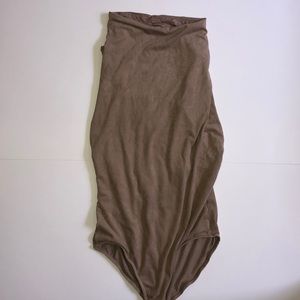 3/$25 Tan Suede Bodysuit with Open Back Medium